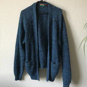 Blue and Multicolored Cozy Cardigan with Pockets